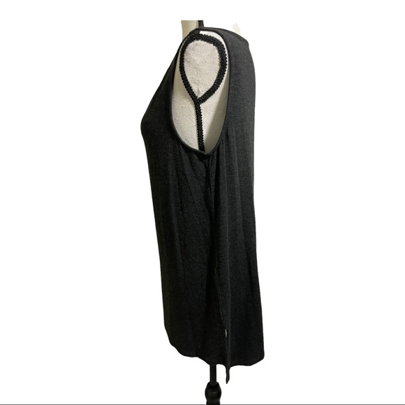 Eileen fisher round neckline side slit high low tank top grey black size small - Picture 7 of 12